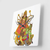 Mahishasur Mardini Durga Clock Quadratische Wanduhr (Winkel)