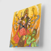 Mahishasur Mardini Durga Clock Quadratische Wanduhr (Winkel)