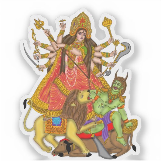 Mahishasur Mardini Durga Stickers Aufkleber (Vorderseite)
