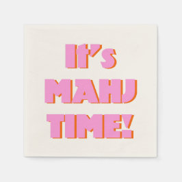 Mahj Mahjong Mah Jongg Pink Quote Cute Fun Serviette