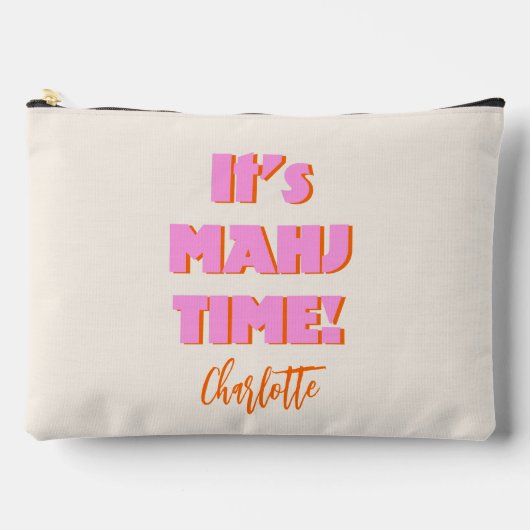 Mahj Mahjong Mah Jongg Pink Zitg Personalisiert Zubehörtasche (Vorderseite)