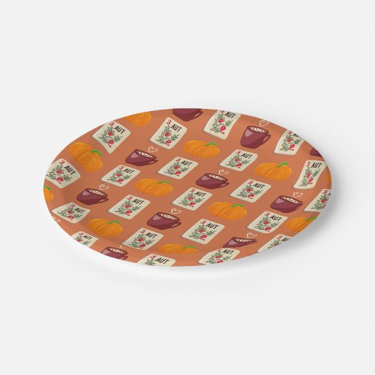 Mahjong Autumn Plate Pappteller (Schrägansicht)