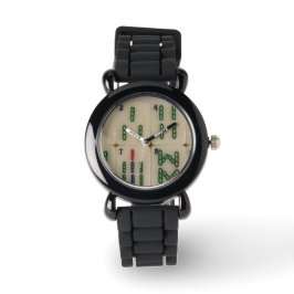 Mahjong Bambus-Kachel-Uhr Armbanduhr