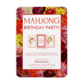 Mahjong Birthday Party Invitation, Floral Magnet (Vertikal)