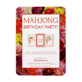 Mahjong Birthday Party Invitation, Floral Magnet