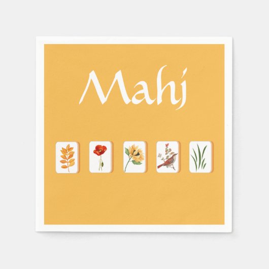 Mahjong-Blumenkacheln Serviette (Vorderseite)