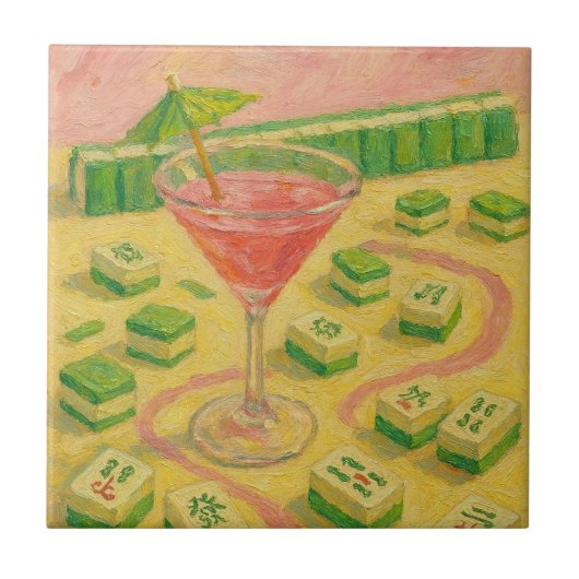 Mahjong Chic Painting Cocktail Fliese (Vorderseite)