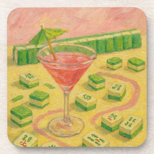 Mahjong Chic Painting Cocktail Getränkeuntersetzer (Vorderseite)