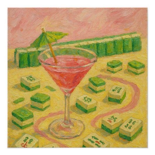 Mahjong Chic Painting Cocktail Poster (Vorderseite)