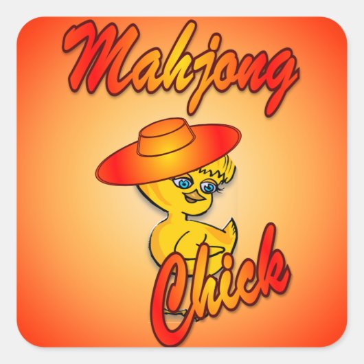 Mahjong Chick #5 Quadratischer Aufkleber (Vorderseite)
