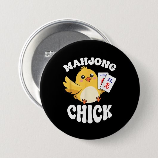 Mahjong Chick Chinese Board Game Player Button (Vorne & Hinten)
