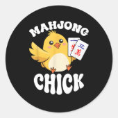 Mahjong Chick Chinese Board Game Player Runder Aufkleber (Vorderseite)
