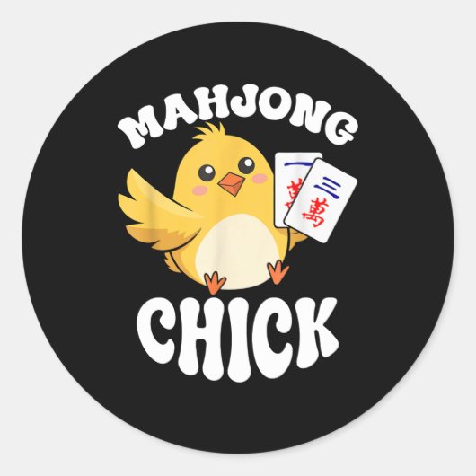 Mahjong Chick Chinese Board Game Player Runder Aufkleber (Vorderseite)