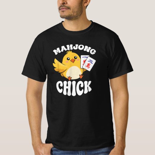 Mahjong Chick Chinese Board Game Player T-Shirt (Vorderseite)