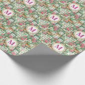 Mahjong Chinoiserie Floral Monogram Personalized Geschenkpapier (Ecke)