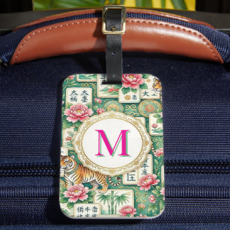 Mahjong Chinoiserie Floral Personalized Monogram Gepäckanhänger