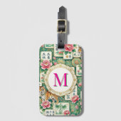 Mahjong Chinoiserie Floral Personalized Monogram Gepäckanhänger (Vorderseite Vertikal)