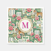 Mahjong Chinoiserie Tiger Monogram Personalized Serviette (Vorderseite)