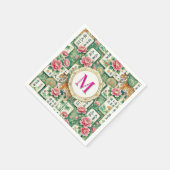 Mahjong Chinoiserie Tiger Monogram Personalized Serviette (Ecke)