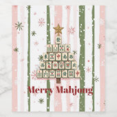 Mahjong Christmas Tree Customizable Weinetikett (Einzelnes Label)