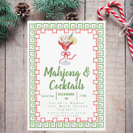 Mahjong & Cocktails Weihnachts-Party Wasserfarbe