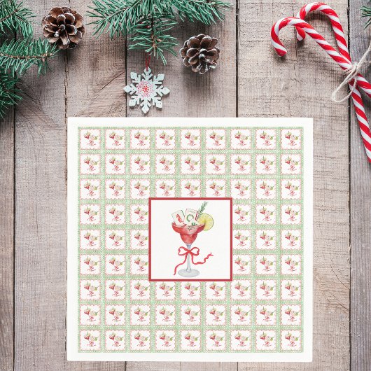 Mahjong Cocktails Weihnachtsfeiertage Grün Serviette