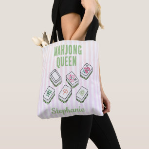 Mahjong-Crew-Spielername Mahj Club rosa Streifen Tasche