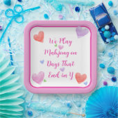 Mahjong Days Ende in Y Watercolor Valentine's Hear Pappteller (Party)