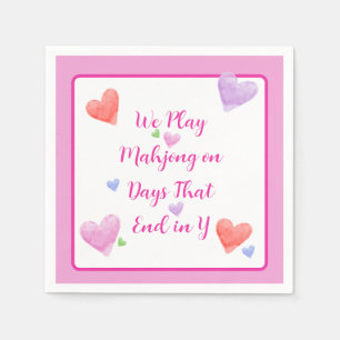 Mahjong Days Ende in Y Watercolor Valentine's Hear Serviette