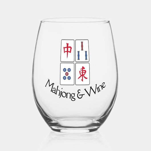 Mahjong Design Stemless Weinglas Weinglas Ohne Stiel (Vorderseite)