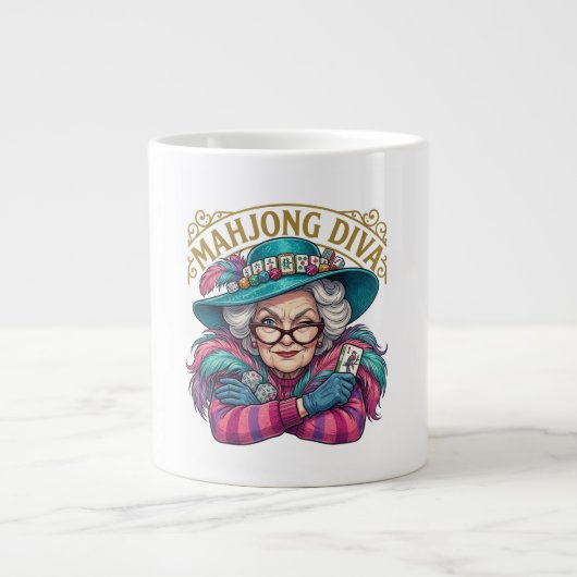 Mahjong Diva Funny Women's Jumbo-Tasse (Vorderseite)
