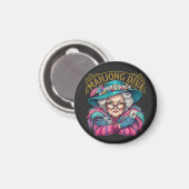 Mahjong Diva Funny Women's Magnet (Vorderseite/Rückseite)