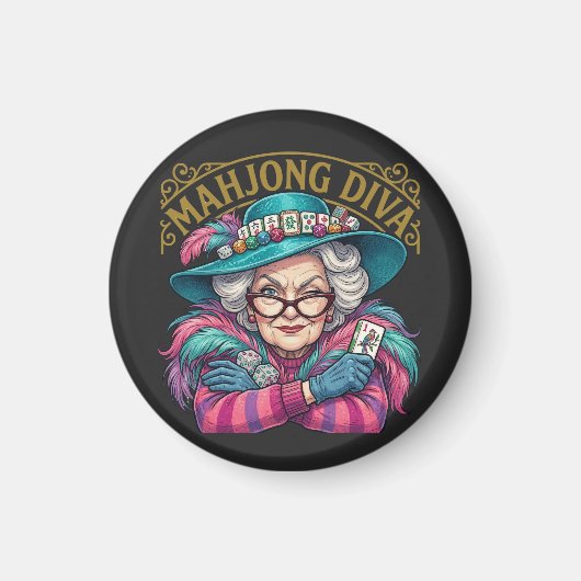 Mahjong Diva Funny Women's Magnet (Vorne)