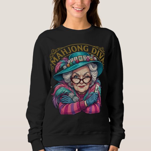 Mahjong Diva Funny Women's Sweatshirt (Vorderseite)