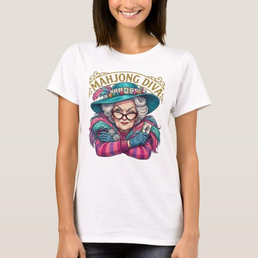 Mahjong Diva Funny Women's T-Shirt (Vorderseite)