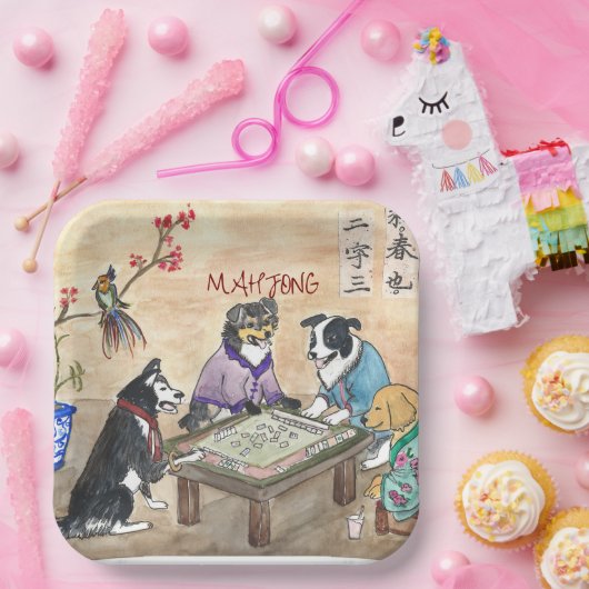 Mahjong Dogs - Pappteller (Party)