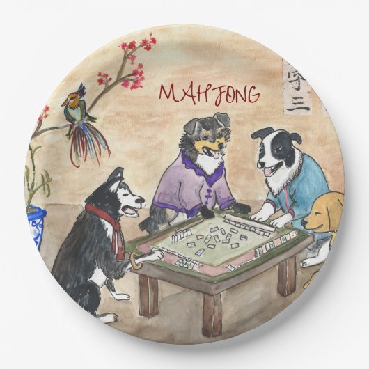 Mahjong Dogs - Pappteller (Vorderseite)