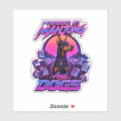 Mahjong & Dogs Synthwave Dobermann Kunst Aufkleber (Blatt)
