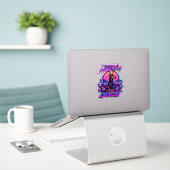 Mahjong & Dogs Synthwave Dobermann Kunst Aufkleber (Laptop auf Schreibtisch)