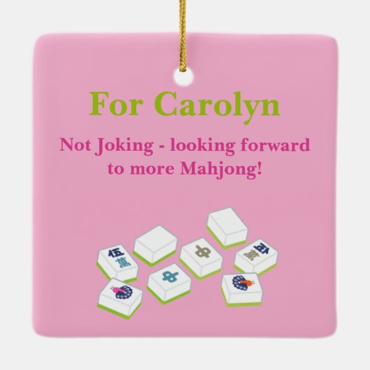 Mahjong Dot Crak Bam Blue Karo PERSONALIZE Keramikornament (Rückseite)