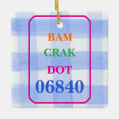 Mahjong Dot Crak Bam Blue Karo PERSONALIZE Keramikornament (Vorderseite)