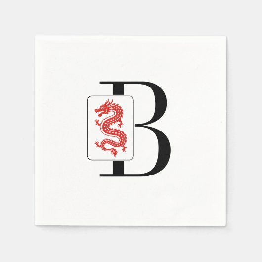 Mahjong-Drache-Kachel über einzelnes initiales Mon Serviette (Vorderseite)