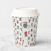 MahJong-Fliesen auf pastellfarbenem Abzeichen Pappbecher (Links)