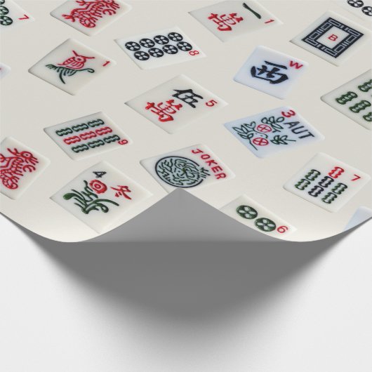 MahJong Fliesen-Design auf Abzeichen Geschenkpapier (Ecke)