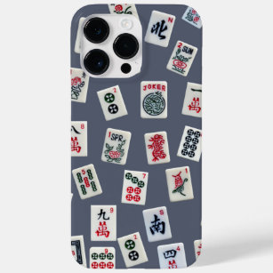 MahJong Fliesen-Design auf dunkelblau Case-Mate iPhone 14 Pro Max Hülle