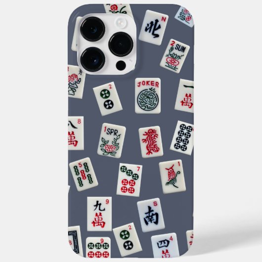MahJong Fliesen-Design auf dunkelblau Case-Mate iPhone Hülle (Rückseite)