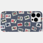 MahJong Fliesen-Design auf dunkelblau Case-Mate iPhone Hülle (Rückseite (Horizontal))
