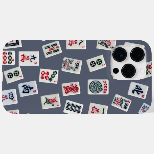 MahJong Fliesen-Design auf dunkelblau Case-Mate iPhone Hülle (Rückseite (Horizontal))