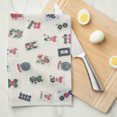 MahJong Fliesen Design Fotografie auf Abzeichen  Geschirrtuch (Viertel Falte)