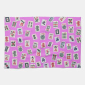 MahJong Fliesen Design Fotografie auf rosa Geschirrtuch (Horizontal)
